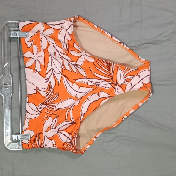 Kona Sol Orange and Pink Floral Bikini Bottom - Picture 1 of 4